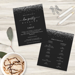Budget Silver Glitter Hen Weekend Itinerary Black