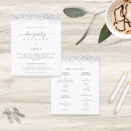 Budget Silver Glitter Hen Weekend Itinerary Invite