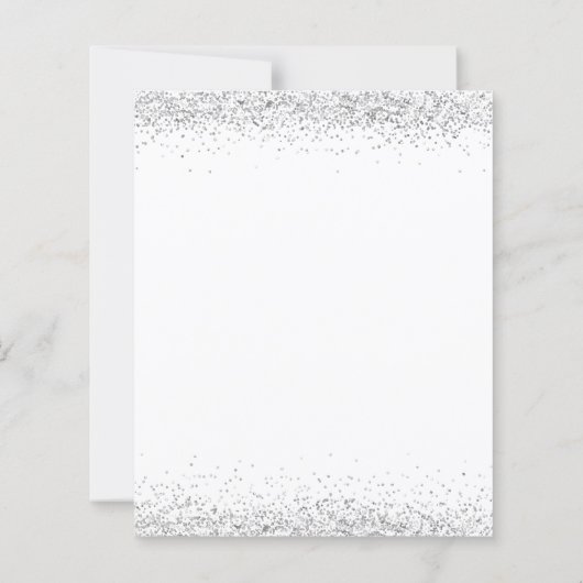 Budget Silver Glitter-kerstfeest White Invite (Achterkant)