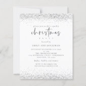 Budget Silver Glitter-kerstfeest White Invite (Voorkant)