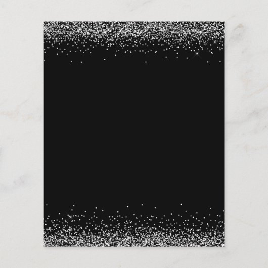 Budget Silver Glitter-kerstfeest - Zwarte uitnodig (Achterkant)