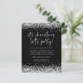 Budget Silver Glitter Kerstmis nodigt feest uit (Staand voorkant)