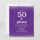 Budget Silver Glitter Paarse 50e verjaardagsfeest (Voorkant)