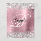 Budget Silver Glitter Pink 40th Birthday Invite (Achterkant)