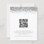 Budget Silver Glitter QR Code Weddenschap RSVP (Achterkant)