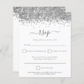 Budget Silver Glitter QR Code Weddenschap RSVP (Voorkant / Achterkant)