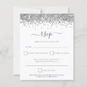 Budget Silver Glitter QR Code Weddenschap RSVP (Voorkant)