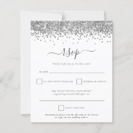 Budget Silver Glitter QR Code Weddenschap RSVP