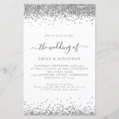 Budget Silver Glitter QR Code Weddenschap Uitnodig (Voorkant)