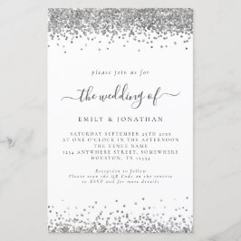 Budget Silver Glitter QR Code Weddenschap Uitnodig