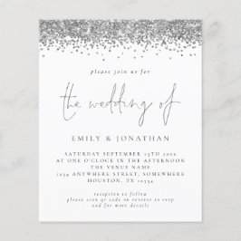 Budget Silver Glitter QR Code Weddenschap Uitnodig