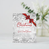 Budget Silver Glitter Red Ribbon Xmas Holiday (Staand voorkant)