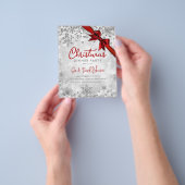 Budget Silver Glitter Red Xmas Holiday Invite Flyer (Hand)
