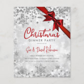 Budget Silver Glitter Red Xmas Holiday Invite Flyer (Voorkant)
