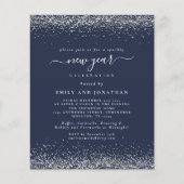 Budget Silver Glitter Script Blue New Yyears Party (Voorkant)