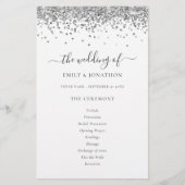 Budget Silver Glitter Script Weddenprogramma (Voorkant)