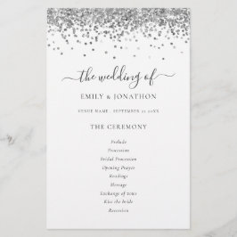 Budget Silver Glitter Script Weddenprogramma