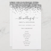 Budget Silver Glitter Script Weddenprogramma (Voorkant / Achterkant)