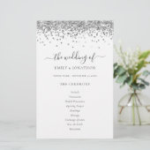 Budget Silver Glitter Script Weddenprogramma (Staand voorkant)