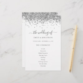Budget Silver Glitter Script Weddenprogramma
