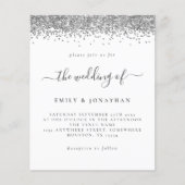 Budget Silver Glitter Script Weddenschap (Voorkant)