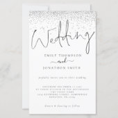 Budget Silver Glitter Script Weddenschappen Uitnod (Voorkant)