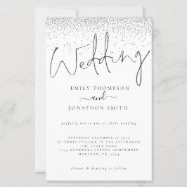 Budget Silver Glitter Script Weddenschappen Uitnod