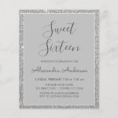 Budget Silver Glitter Sweet Sixteen Birthday Flyer (Achterkant)