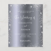 Budget Silver Glitter trouwuitnodiging rsvp (Voorkant)