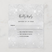 Budget Silver Glitter trouwuitnodiging RSVP (Achterkant)