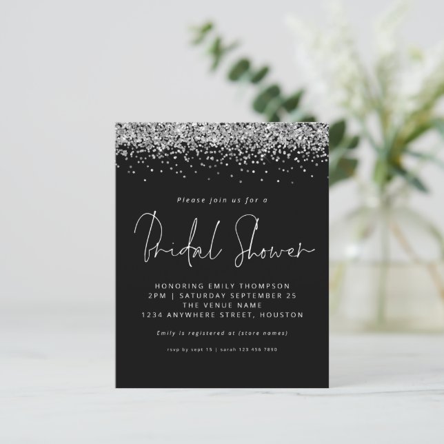 Budget Silver Glitter Vrijgezellenfeest Black Invi (Staand voorkant)
