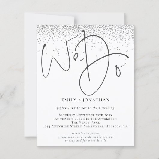 Budget Silver Glitter We doen QR Code Weduwen Uitn (Voorkant)