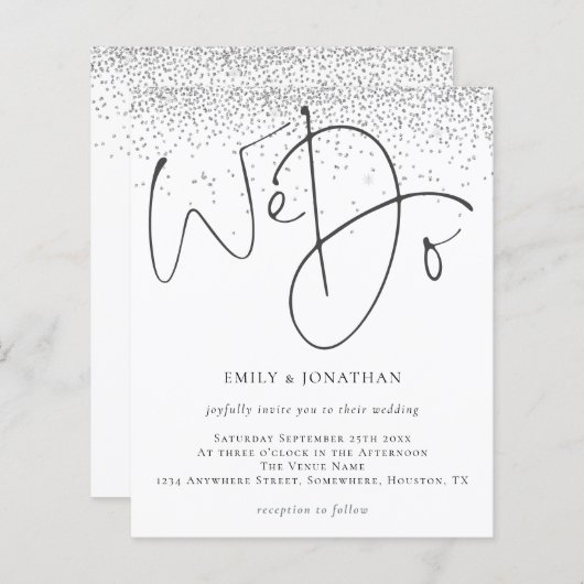 Budget Silver Glitter We Weddenschap (Voorkant / Achterkant)