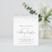 Budget Silver Glitter Weddenschap Uitnodiging (Staand voorkant)
