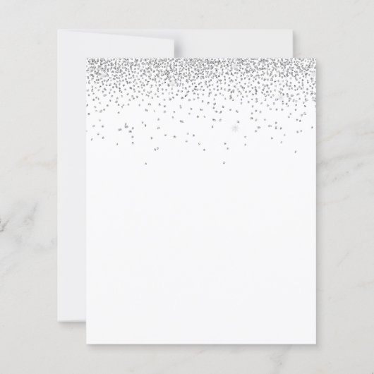 Budget Silver Glitter Wedding Evening Party nodigt (Achterkant)