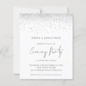 Budget Silver Glitter Wedding Evening Party nodigt (Voorkant)