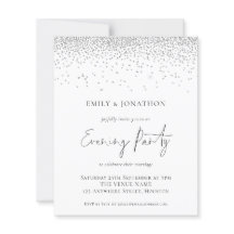 Budget Silver Glitter Wedding Evening Party nodigt