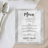 Budget Silver Gray Marble Wedding Menu
