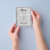 Budget Silver Gray Marble Wedding Menu (Hand)