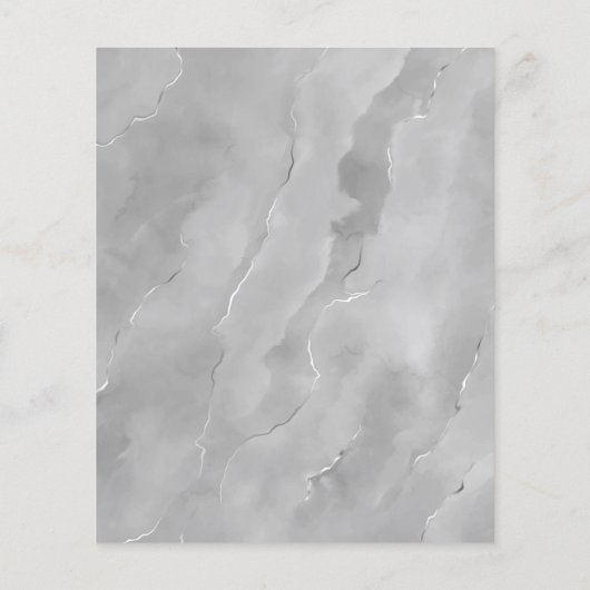 Budget Silver Gray Marble Wedding Menu (Achterkant)