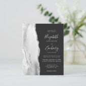 Budget Silver Grey Agate Dark Weduwen Uitnodiging (Staand voorkant)