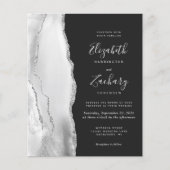 Budget Silver Grey Agate Dark Weduwen Uitnodiging (Voorkant)