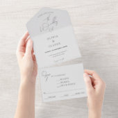 Budget Silver Grey Rsvp bruiloft All In One Uitnodiging (Afscheurbaar)