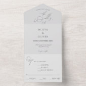 Budget Silver Grey Rsvp bruiloft All In One Uitnodiging (Binnen)