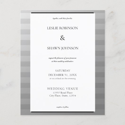 Budget Silver & Grey Stripes Wedding (Voorkant)