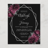Budget Silver Lijst Burgundy Floral Black Wedding (Voorkant)
