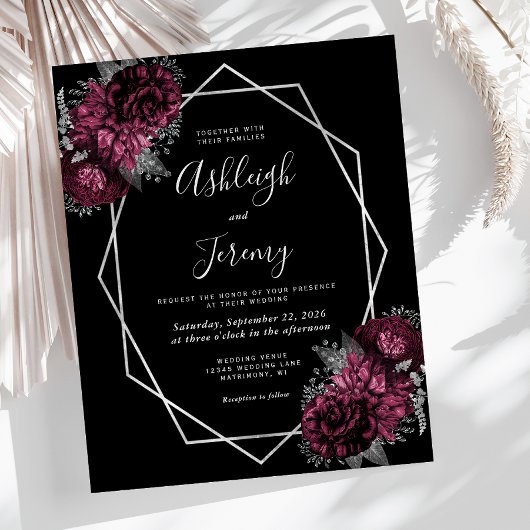 Budget Silver Lijst Burgundy Floral Black Wedding