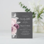 Budget Silver Mauve Floral Gray 25th Anniversary (Staand voorkant)