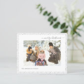 Budget Silver Merry Kerstmis Moderne Fotokaart (Staand voorkant)