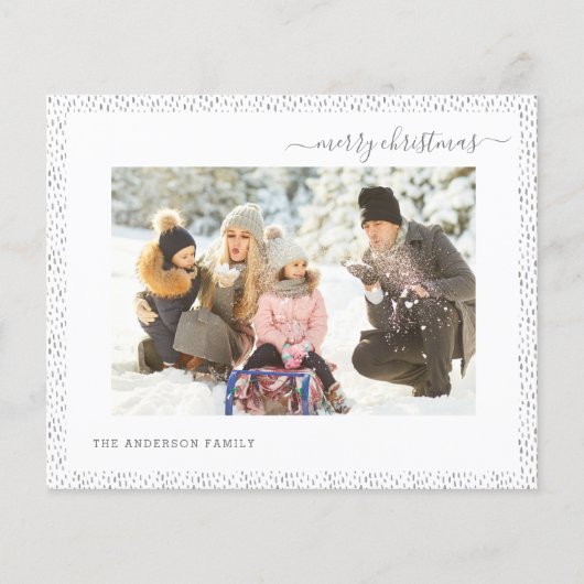 Budget Silver Merry Kerstmis Moderne Fotokaart (Voorkant)